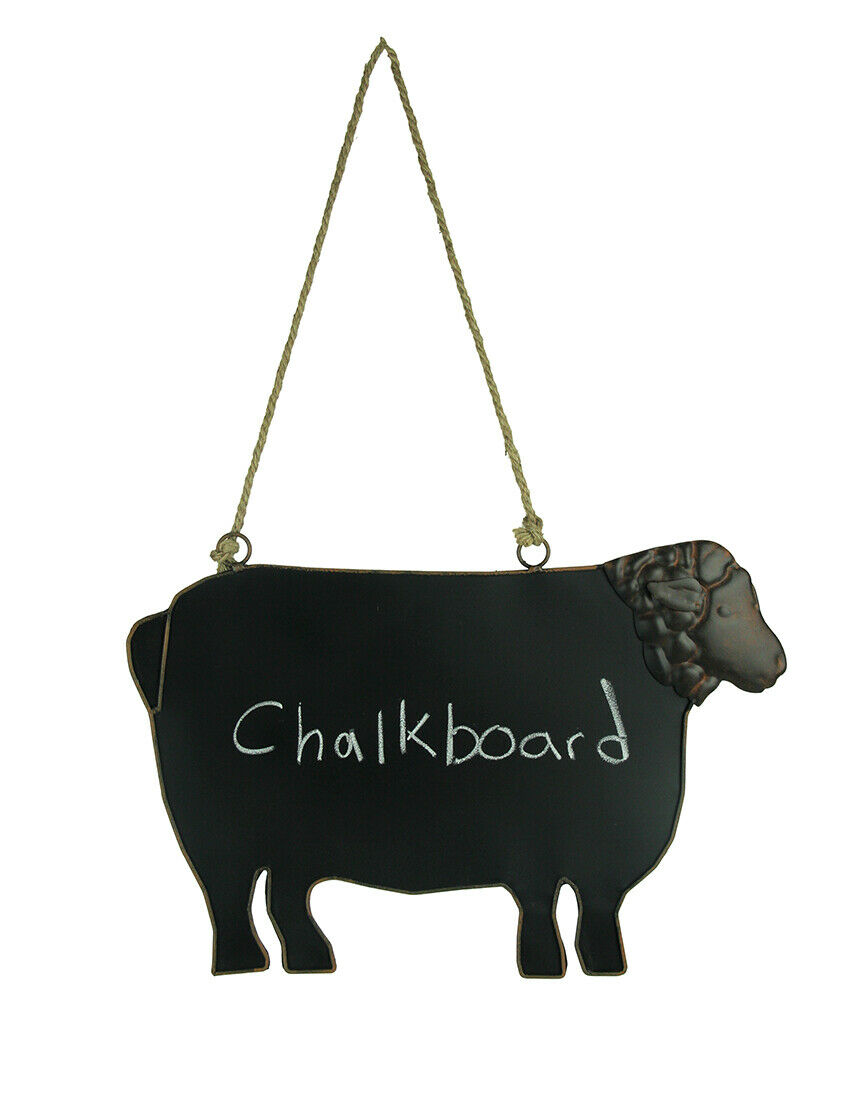 Rustic Brown Metal Sheep Shaped Hanging Chalkboard