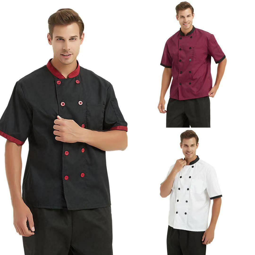 Toptie Unisex Short Sleeve Chef Coat Jacket Restaurant Kitchen Cook Uniform