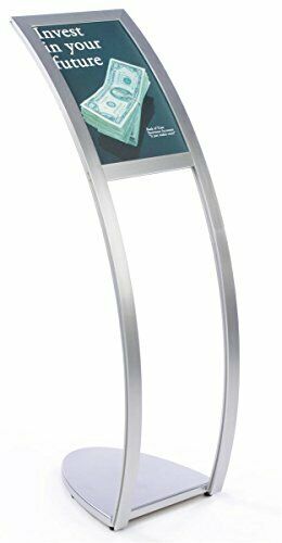 Floor-standing Curved Pedestal Sign Holder For 11 X 17 Signage - Silver